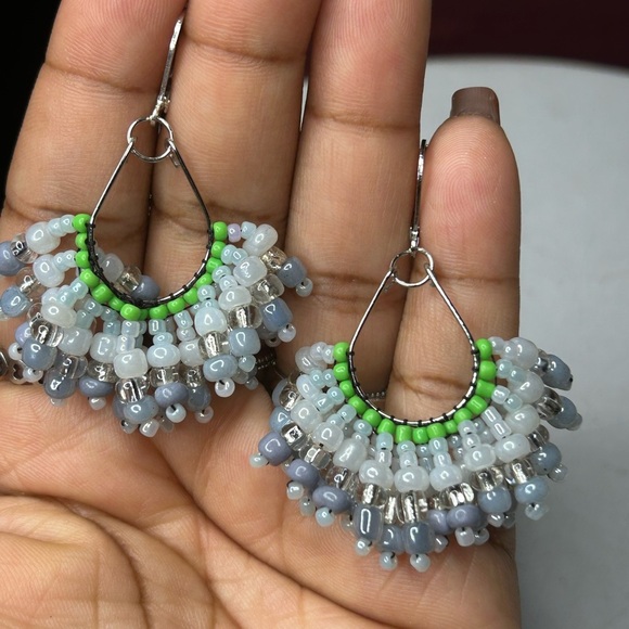 Chic Beaded Teardrop Earrings - Picture 2 of 3